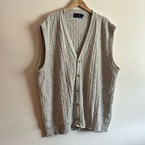 Vintage Isle of Cotton Sweater Vest XXLT VTG Knit Button-Up
